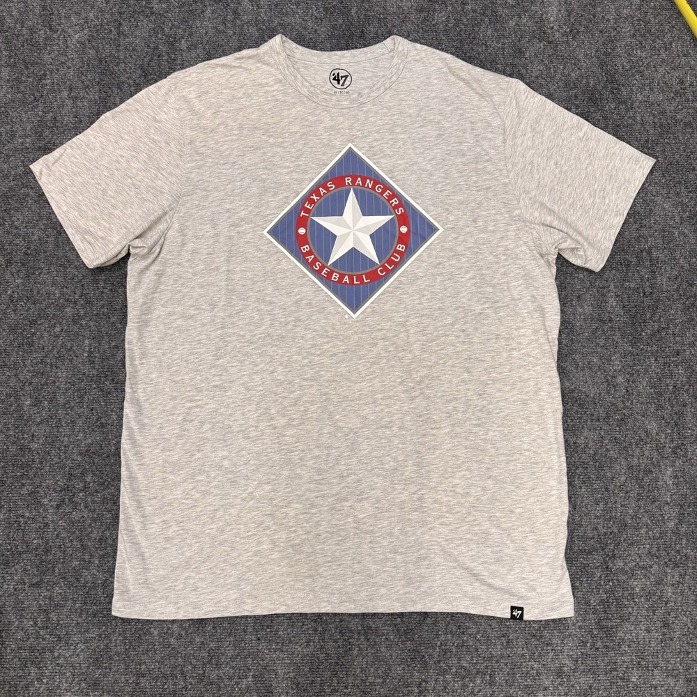 Texas Rangers T-Shirt XL '47 Brand Gray MLB Baseball Fan Tee